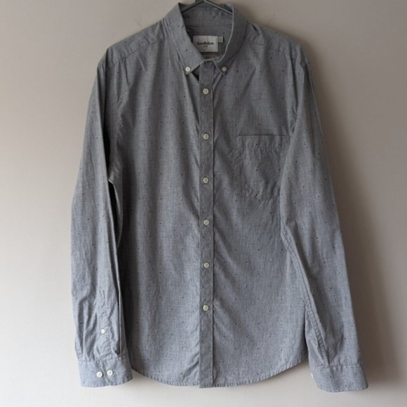 Goodfellow & Co gray 100% cotton polka dot button down shirt - Picture 4 of 6